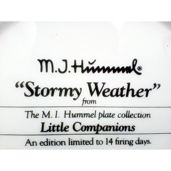Hummel Stormy Weather Plate Little Companions Danbury Mint 1989 Limited Edition - Picture 8 of 11